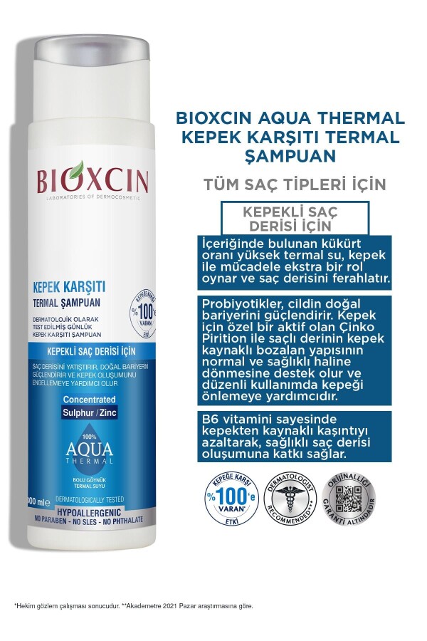 Bioxcin Aqua Thermal Kepek Karşıtı Şampuan 300 ml - 5