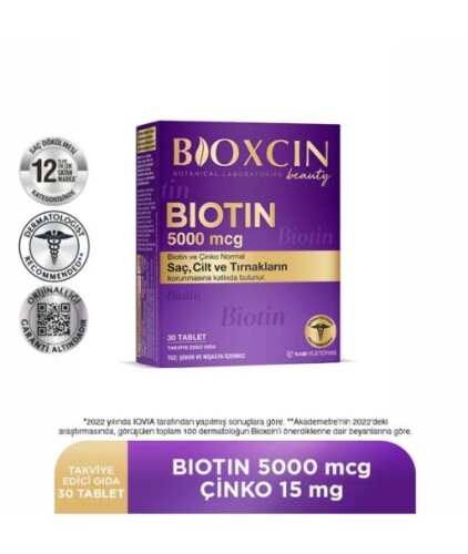 Bioxcin Biotin 5000 mcg Takviye Edici Gıda 30 Tablet - 2