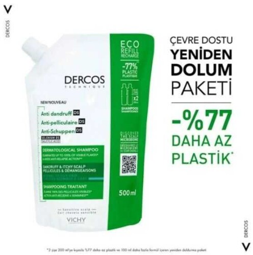 Dercos Kepek Karşıtı Yeniden Doldurulan Normal Ve Yağlı Saçlara Özel Şampuan 500ml - 2