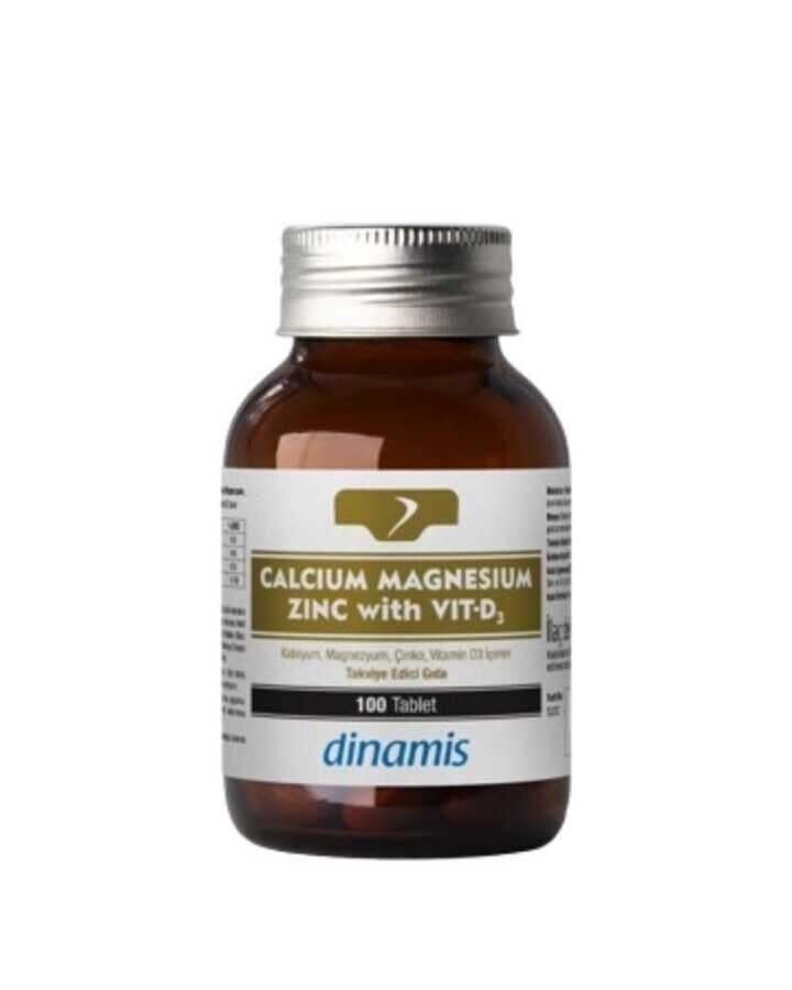 Dinamis Calcium Magnesium Zinc With Vit-D3 Takviye Edici Gıda 100 Tablet - 1