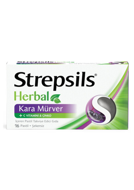 Herbal Kara Mürver, C Vitamini Ve Çinko İçeren Şerkersiz Takviye Edici Gıda 16 Pastil - 1