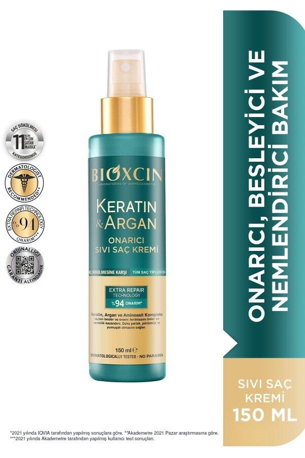 Bioxcin Keratin & Argan Onarıcı Sıvı Saç Kremi 150 ml - 2