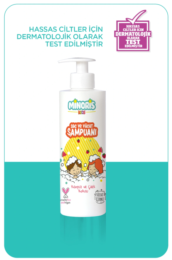 Minoris Kids Organik Saç Ve Vücut Şampuanı Karpuz Ve Çilek Kokulu 400ml - 3