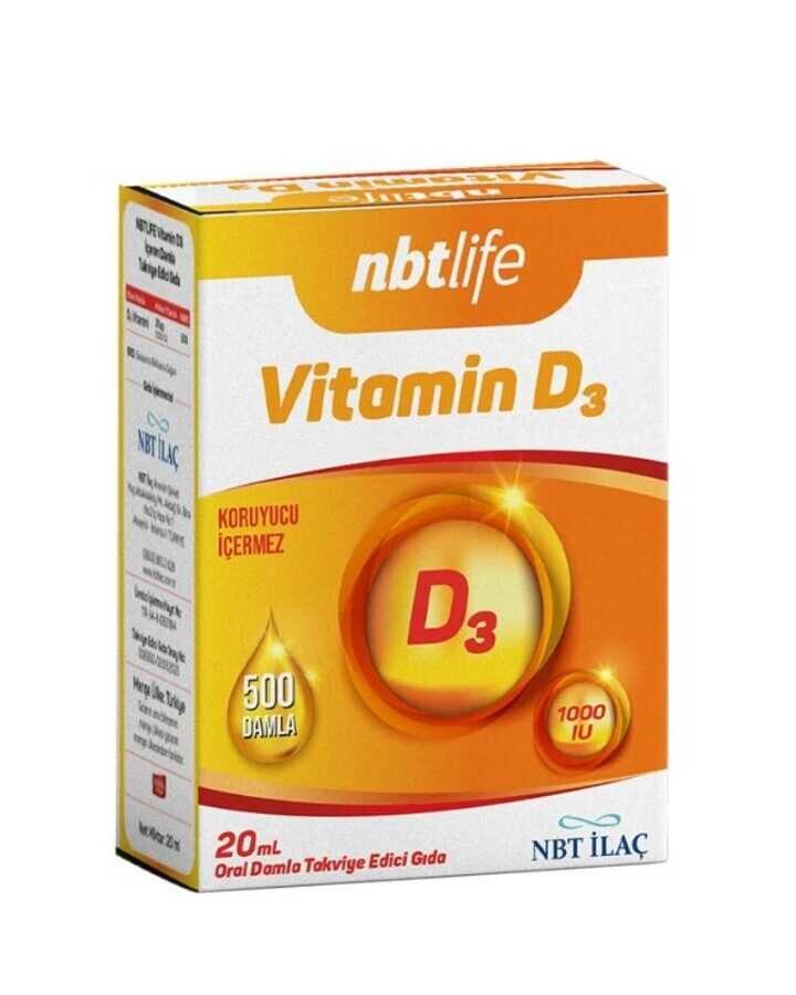 Nbt Life Vitamin D3 Damla Takviye Edici Gıda 20 ml - 1