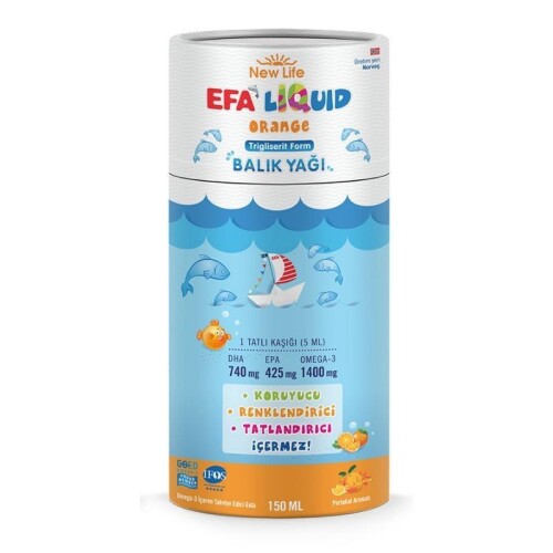 New Life Efa Liquid Balık Yağı Sıvı 150 ml - Portakal - 1