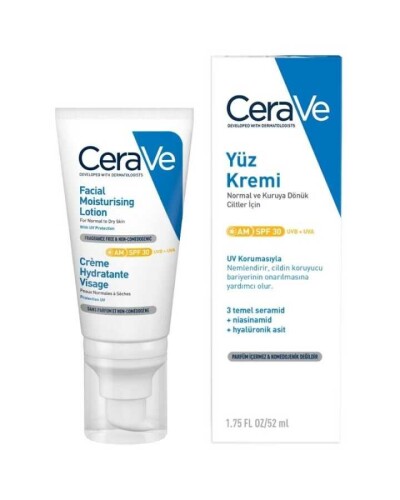 Normal ve Kuruya Dönük Ciltler İçin SPF30 Güneş Korumalı Yüz Kremi 52ml - 1