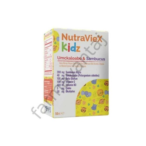 Nutraviex Kidz Umckaloabo &Sambucus Multivitamin ve Multimineral İçeren Sıvı Takviye Edici Gıda 50ml 