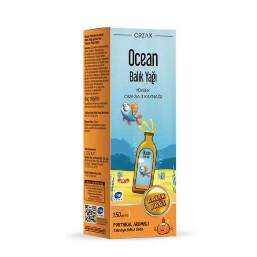 Ocean Balık Yağı Portakal Aromalı Sıvı Takviye Edici Gıda 150 ml 