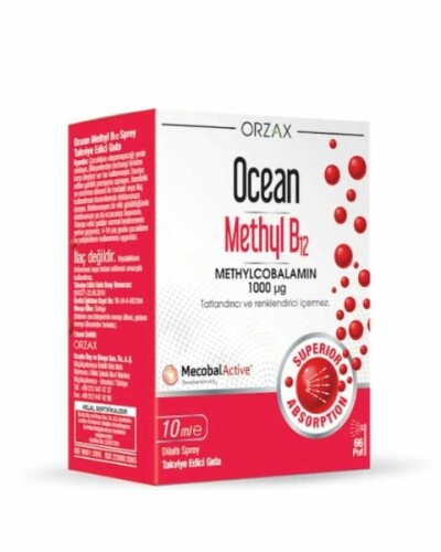 Ocean Methyl B12Metilcobalamin 1000mcg 10ml Dilaltı Sprey 