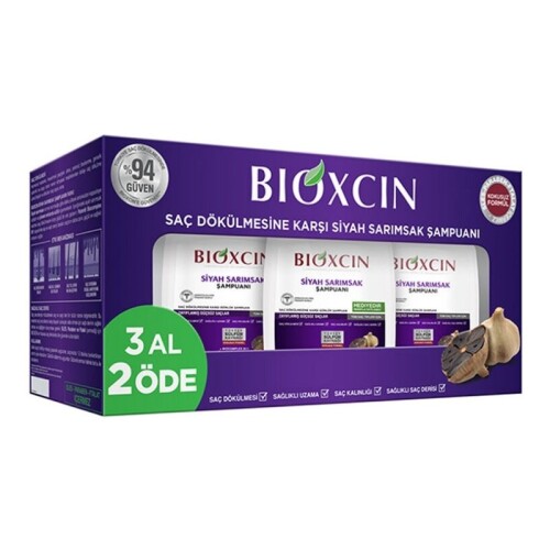 Bioxcin Saç Dökülmesine Karşı Siyah Sarımsak Şampuanı 3 al 2 öde Tüm Saçlar İçin 3X300 ml - 1