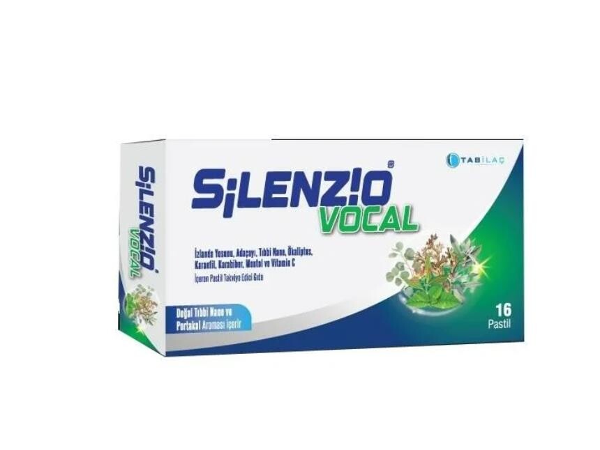 Silenzio Vocal 16 Pastil İzlanda Yosunu, Adaçayı, Tıbbi Nane, Okaliptus, Karanfil, Karabiber, Mentol Ve Vitamin C İçeren Pastil - 1