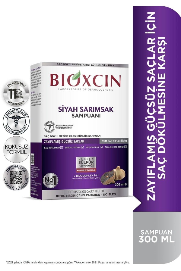 Bioxcin Siyah Sarımsak Şampuanı Saç Dökülmesine Karşı Günlük Tüm Saçlar İçin 300ml - 3