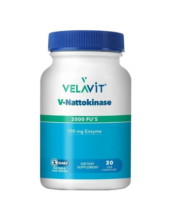 Velavit V-Nattokinase Fermente Soya Faslyesi Ekstresinden Gelen Nattokinaz İçeren Takviye Edici Gıda 30 Kapsül - 1