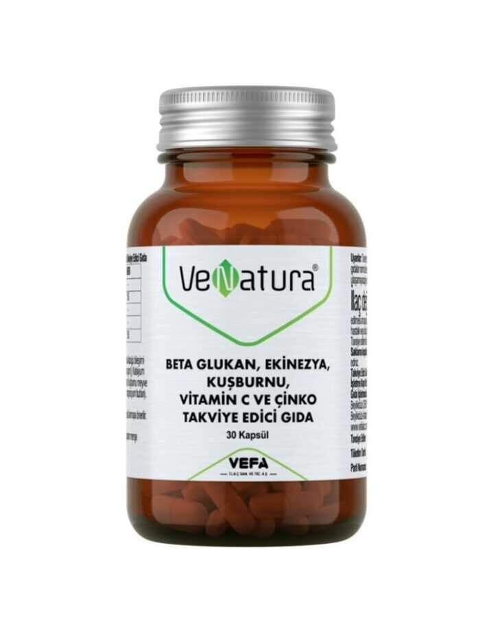 VeNatura Beta Glukan, Ekinezya, Kuşburnu, Vitamin C ve Çinko 30 Kapsül - 1