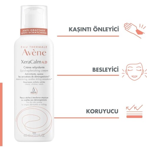 Avene Xeracalm A.D Creme Relipidante Çok Kuru & Atopi Eğilimli Ciltler Yatıştırıcı Nemlendirici Krem 400ml - 3