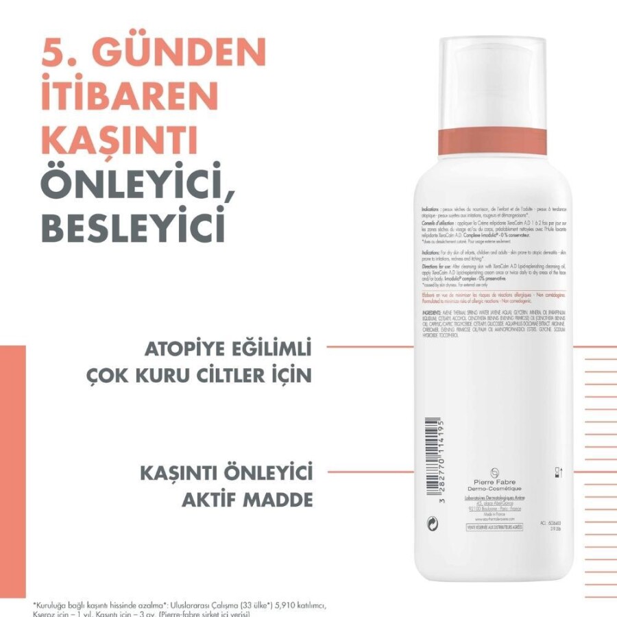 Avene Xeracalm A.D Creme Relipidante Çok Kuru & Atopi Eğilimli Ciltler Yatıştırıcı Nemlendirici Krem 400ml - 4