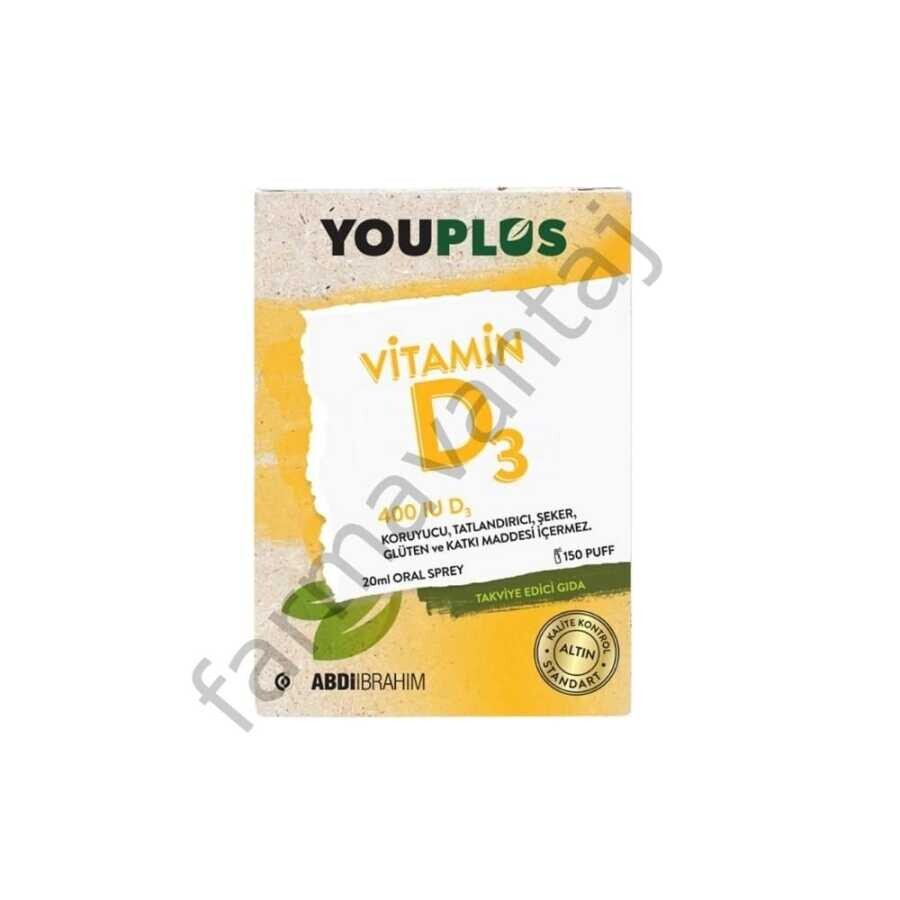 Youplus Vitamin D3 400IU İçeren Takviye Edici Gıda 20ml Oral Sprey - 1