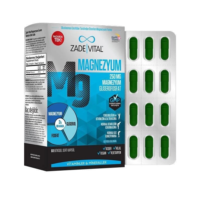 Zade Vital Magnezyum İçeren Takviye Edici Gıda 250 Mg 60 Kapsül - 1